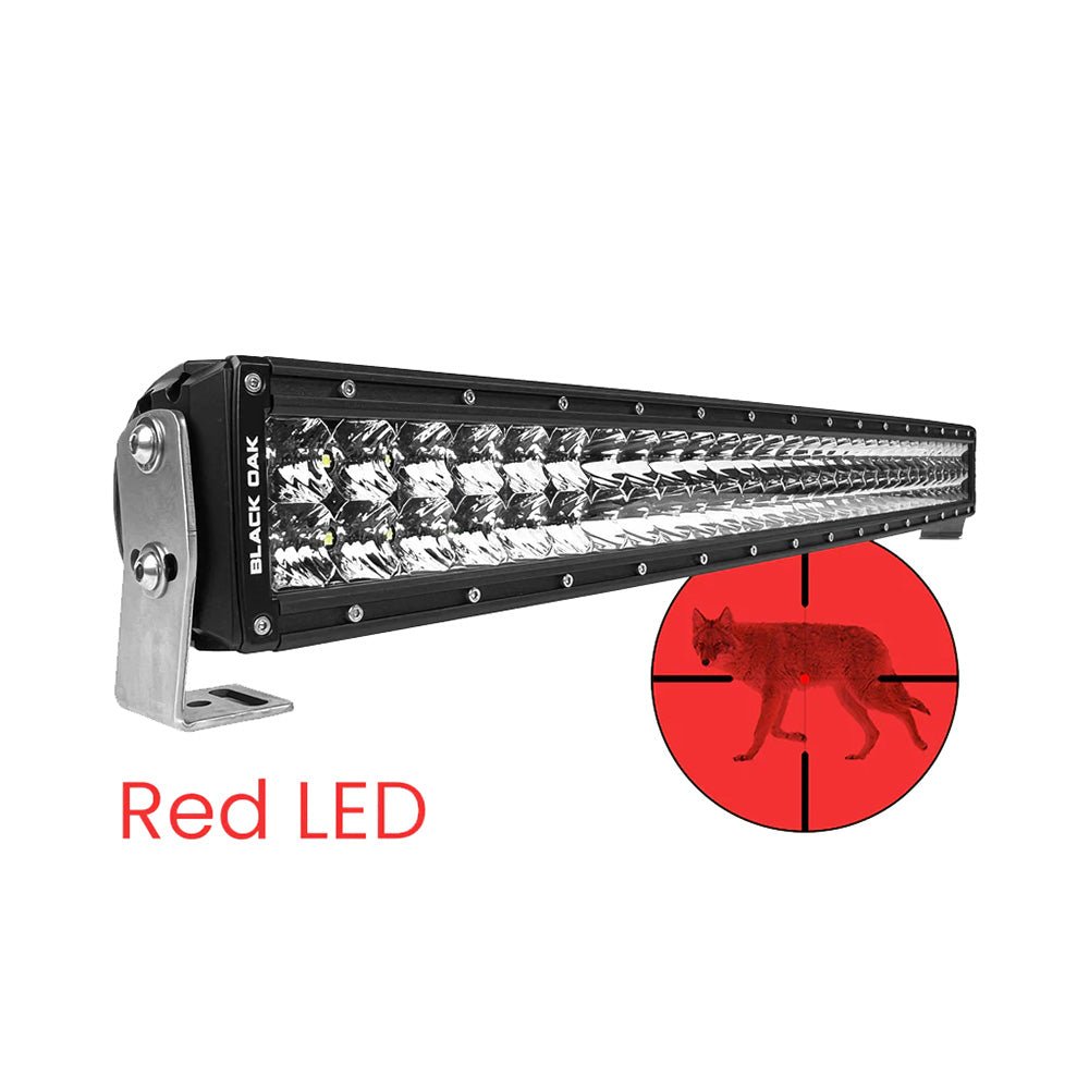 Black Oak 30" Curved Double Row Red LED Predator Hunting Light Bar - Combo Optics - Black Housing - Pro Series 3.0 - Get Tight Gear