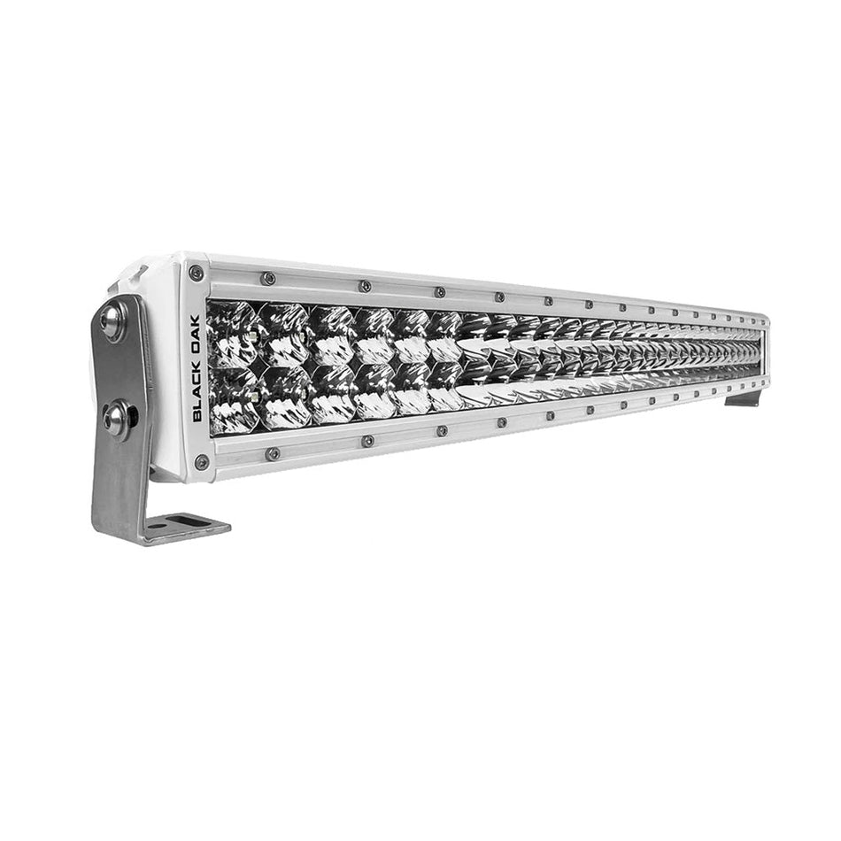 Black Oak 30" Marine Curved Double Row LED Light Bar - Spot Optics - White Housing - Pro Series 3.0 - Get Tight Gear