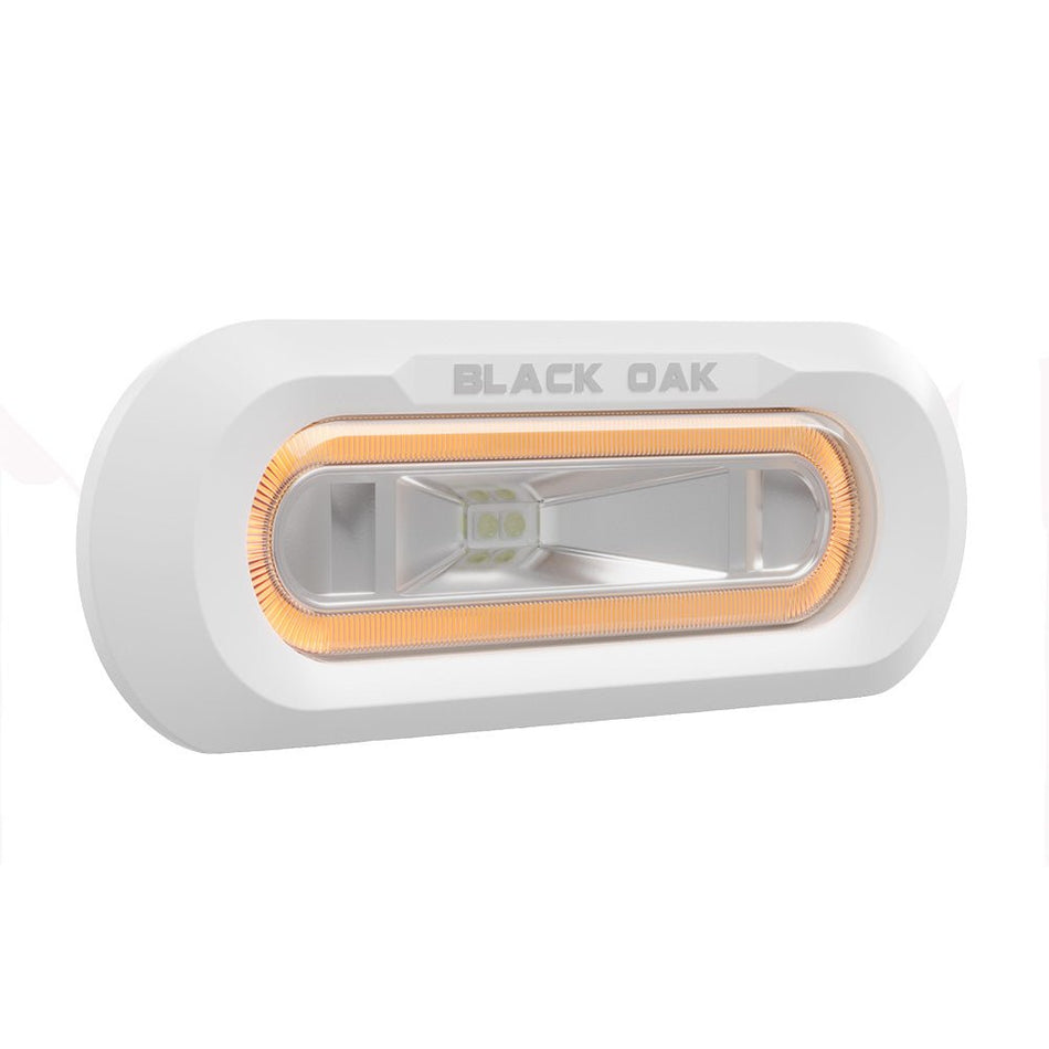 Black Oak Low Pro Marine Spreader Light - Flush Mount - White Housing - Amber LED - Get Tight Gear