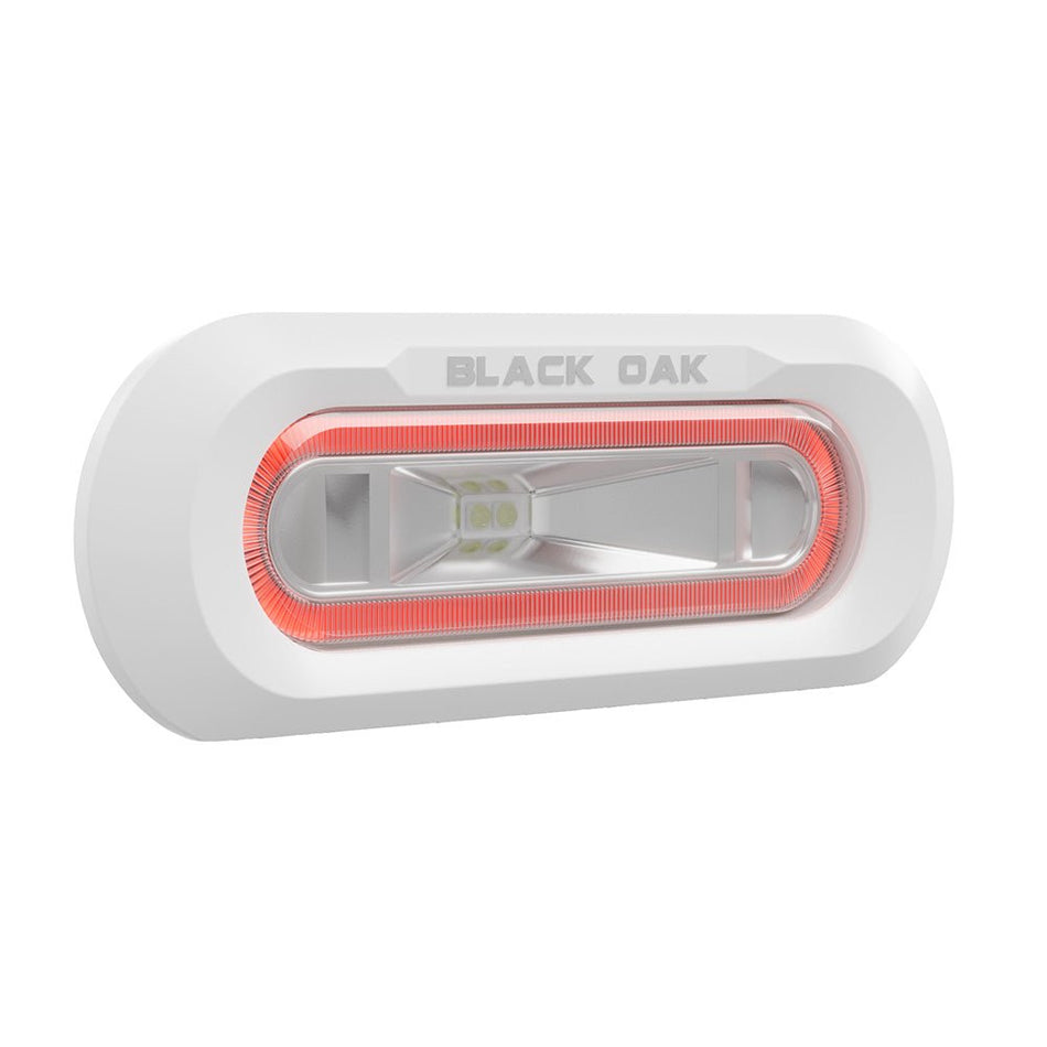 Black Oak Low Pro Marine Spreader Light - Flush Mount - White Housing - Red LED - Get Tight Gear