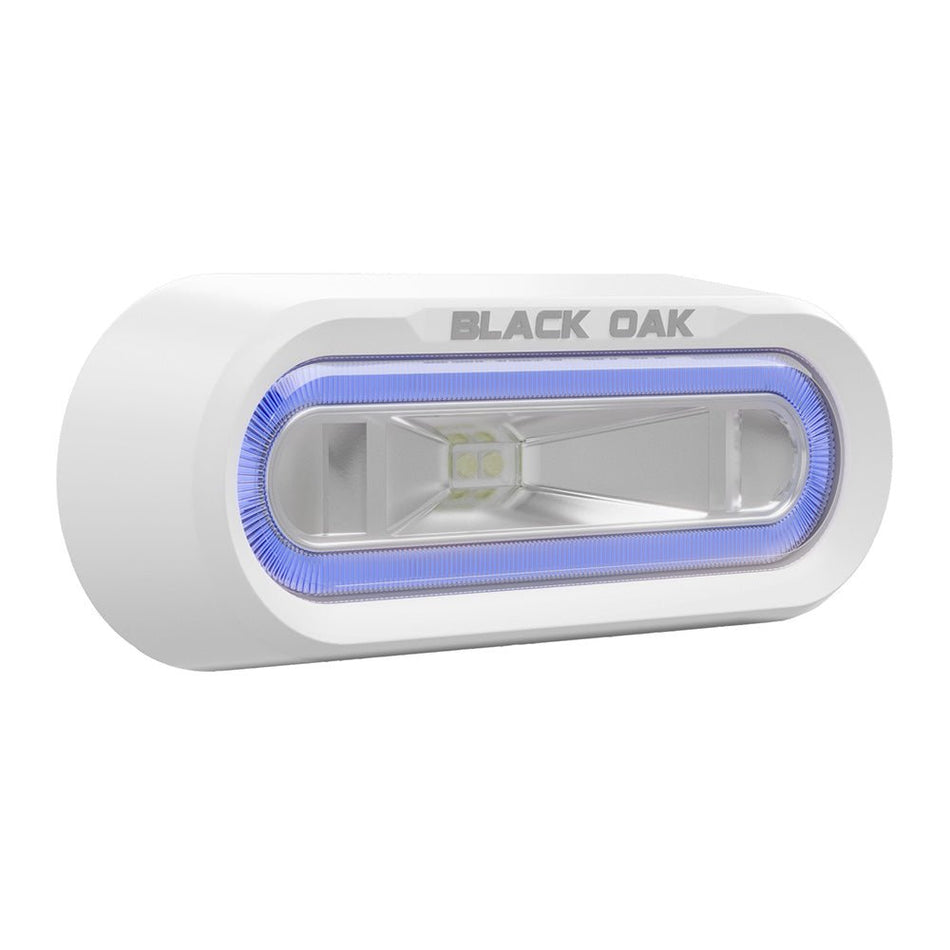 Black Oak Low Pro Off Road Spreader Light - Bracket Mount - White Housing - Blue LED - Get Tight Gear