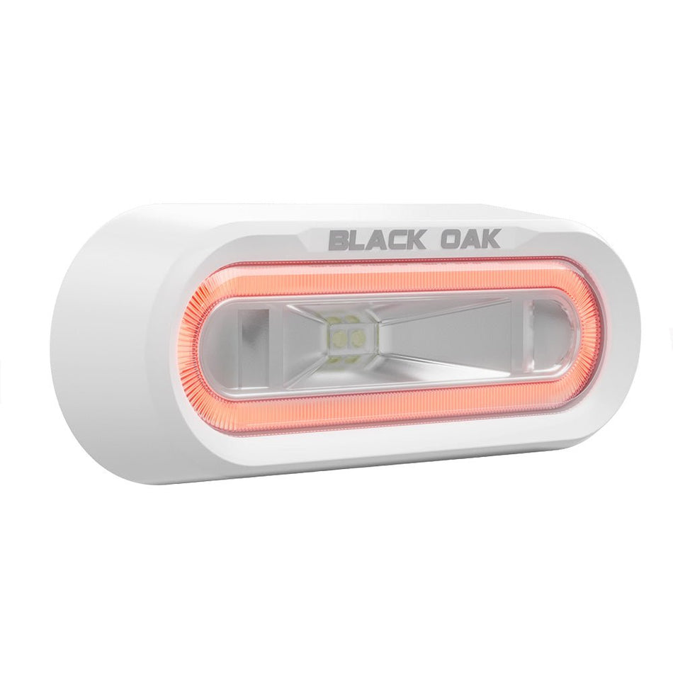 Black Oak Low Pro Off Road Spreader Light - Bracket Mount - White Housing - Red LED - Get Tight Gear