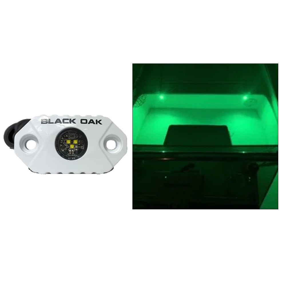 Black Oak Rock Accent Light - Green LEDs - White Housing - Get Tight Gear