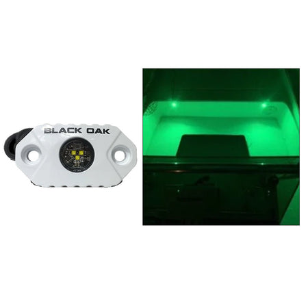 Black Oak Rock Accent Light - Green LEDs - White Housing - Get Tight Gear