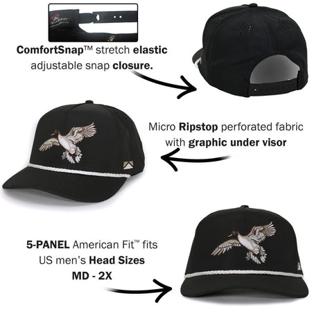 Black Pintail Performance Rope Cap - Get Tight Gear