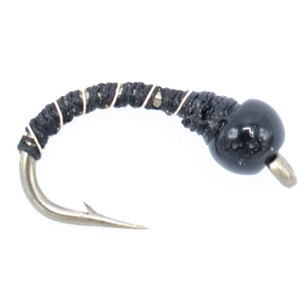 Black Zebra Midge - Black Bead Head - 6 Flies Size 16 - Tailwater and Lake Fly Fishing Flies - Get Tight Gear