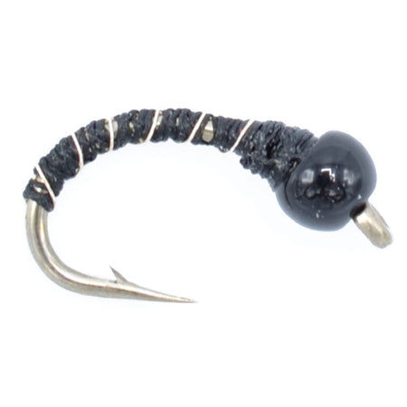 Black Zebra Midge - Black Bead Head - 6 Flies Size 16 - Tailwater and Lake Fly Fishing Flies - Get Tight Gear