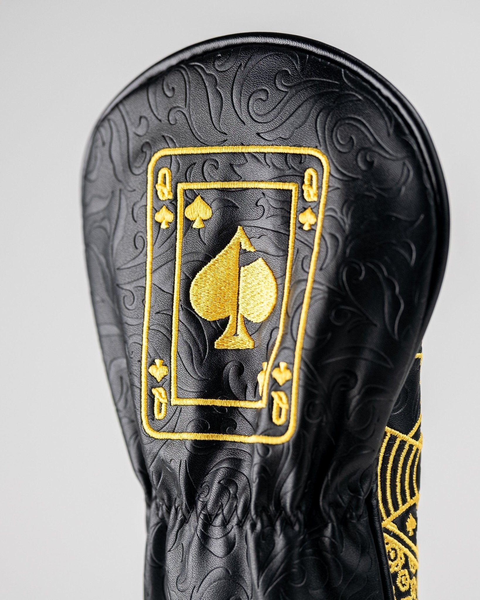 Black/Gold Queen of Spades - Fairway Cover - Get Tight Gear