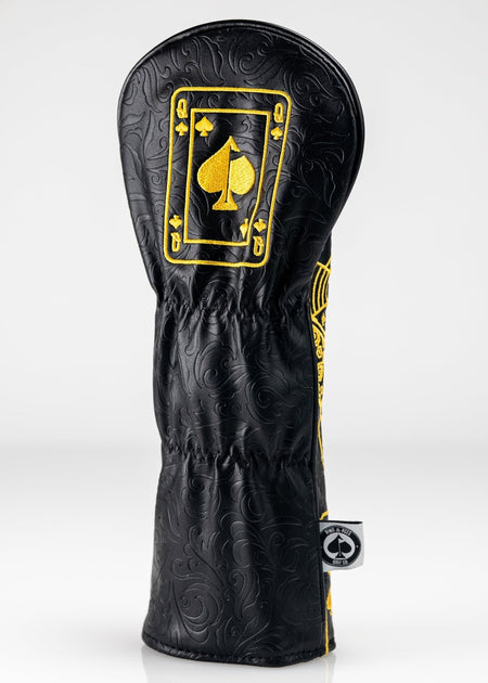 Black/Gold Queen of Spades - Fairway Cover - Get Tight Gear