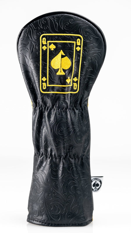 Black/Gold Queen of Spades - Fairway Cover - Get Tight Gear