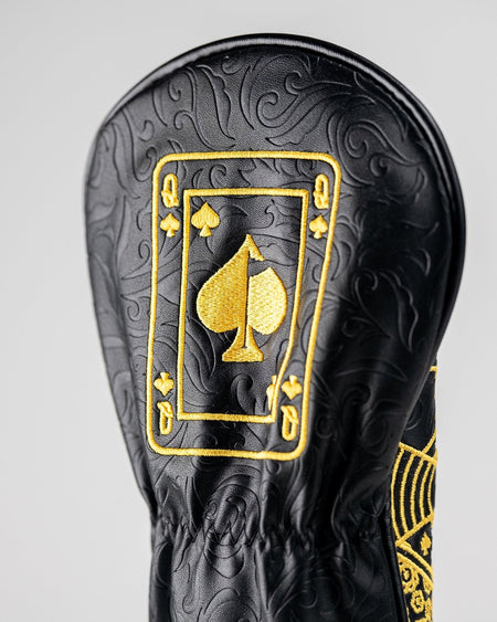 Black/Gold Queen of Spades - Fairway Cover - Get Tight Gear