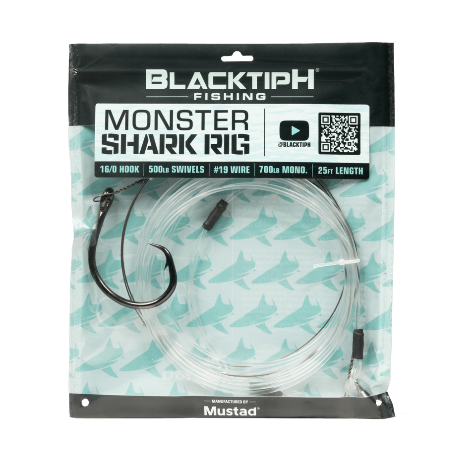 BlacktipH Monster Shark Rig with 700lb Monofilament Fishing Line and 500lb 6/0 Rosco Swivels - Get Tight Gear