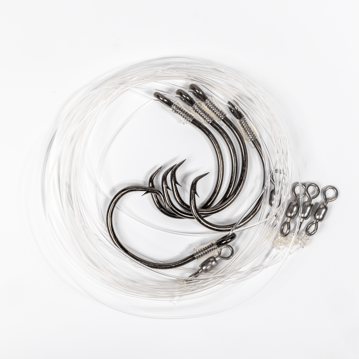 BlacktipH Mustad Live Bait Rigs with 10/0 Black Nickel Circle Hook and Premium Rosco Swivel - Large 5 Pack - Get Tight Gear