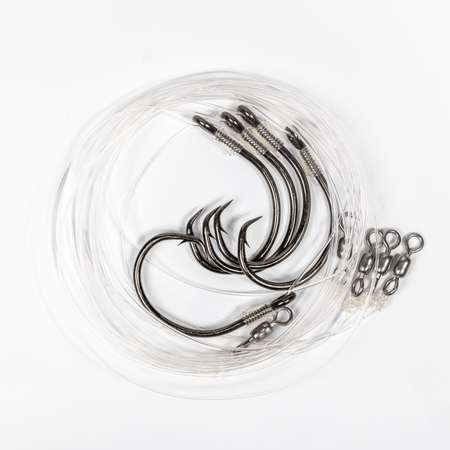 BlacktipH Mustad Live Bait Rigs with 10/0 Black Nickel Circle Hook and Premium Rosco Swivel - Large 5 Pack - Get Tight Gear