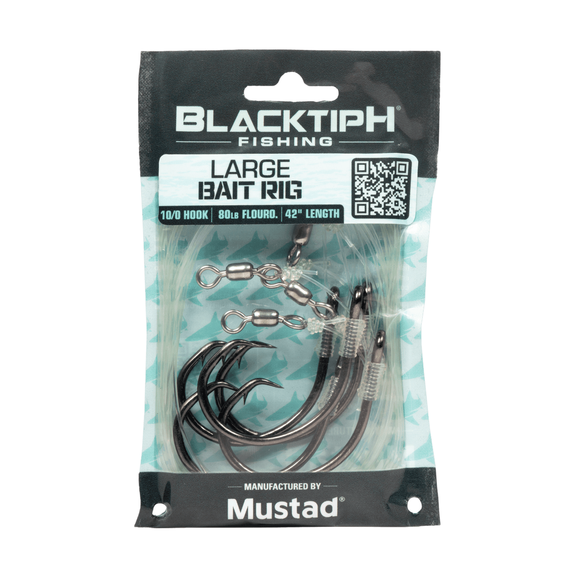 BlacktipH Mustad Live Bait Rigs with 10/0 Black Nickel Circle Hook and Premium Rosco Swivel - Large 5 Pack - Get Tight Gear