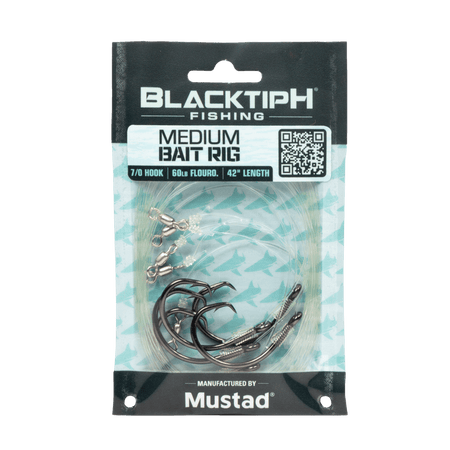 BlacktipH Mustad Live Bait Rigs with 7/0 Black Nickel Circle Hook and Premium Rosco Swivel - Medium 5 Pack - Get Tight Gear