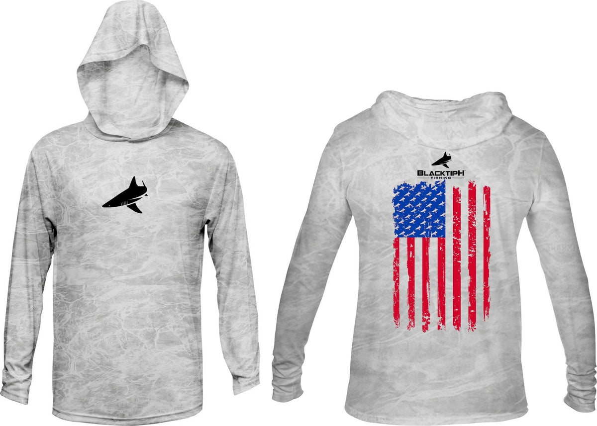 BlacktipH Patriotic Performance Shirt Distressed Hoodie with UPF 50+ Protection - Get Tight Gear