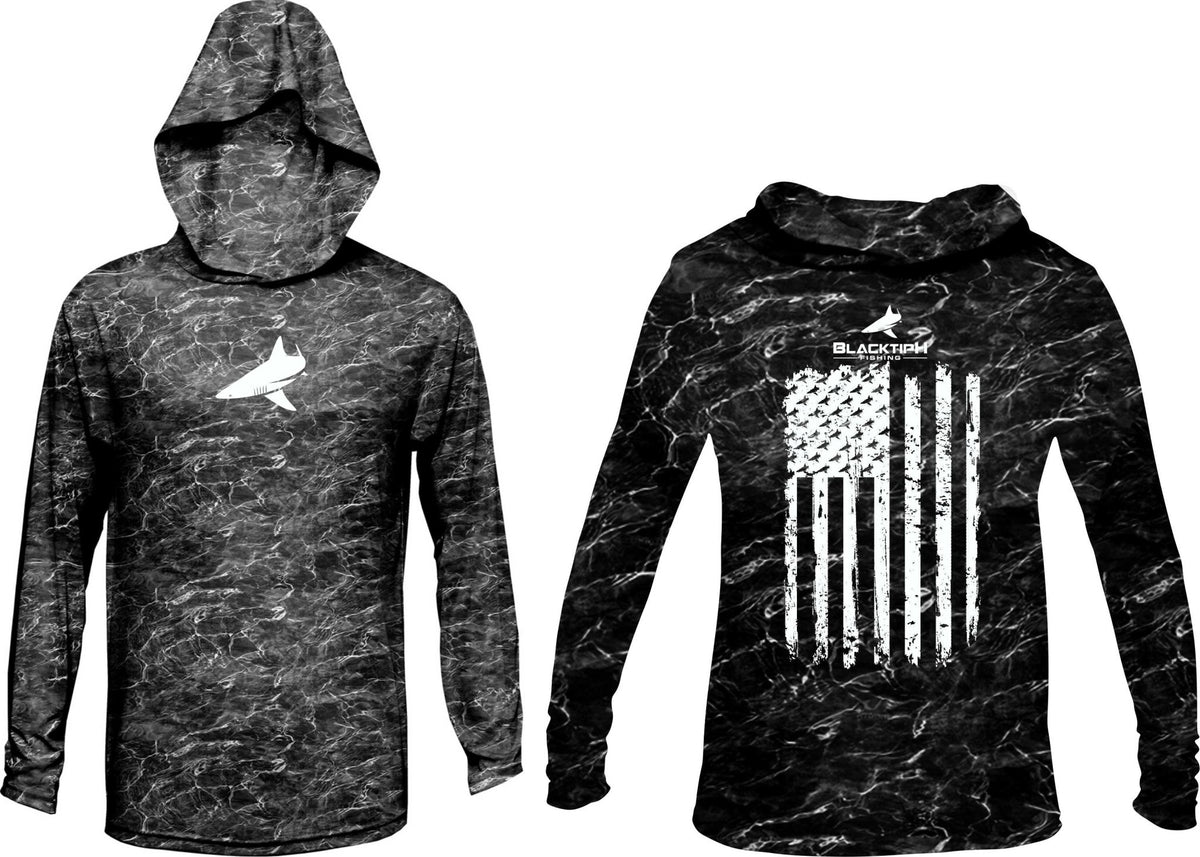 BlacktipH Patriotic Performance Shirt Distressed Hoodie with UPF 50+ Protection - Get Tight Gear