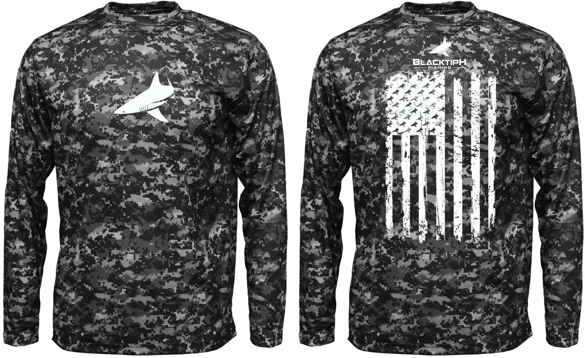 BlacktipH Performance Shirt Digital Camo Shirt - Vertical Flag with UPF 50+ Protection - Get Tight Gear