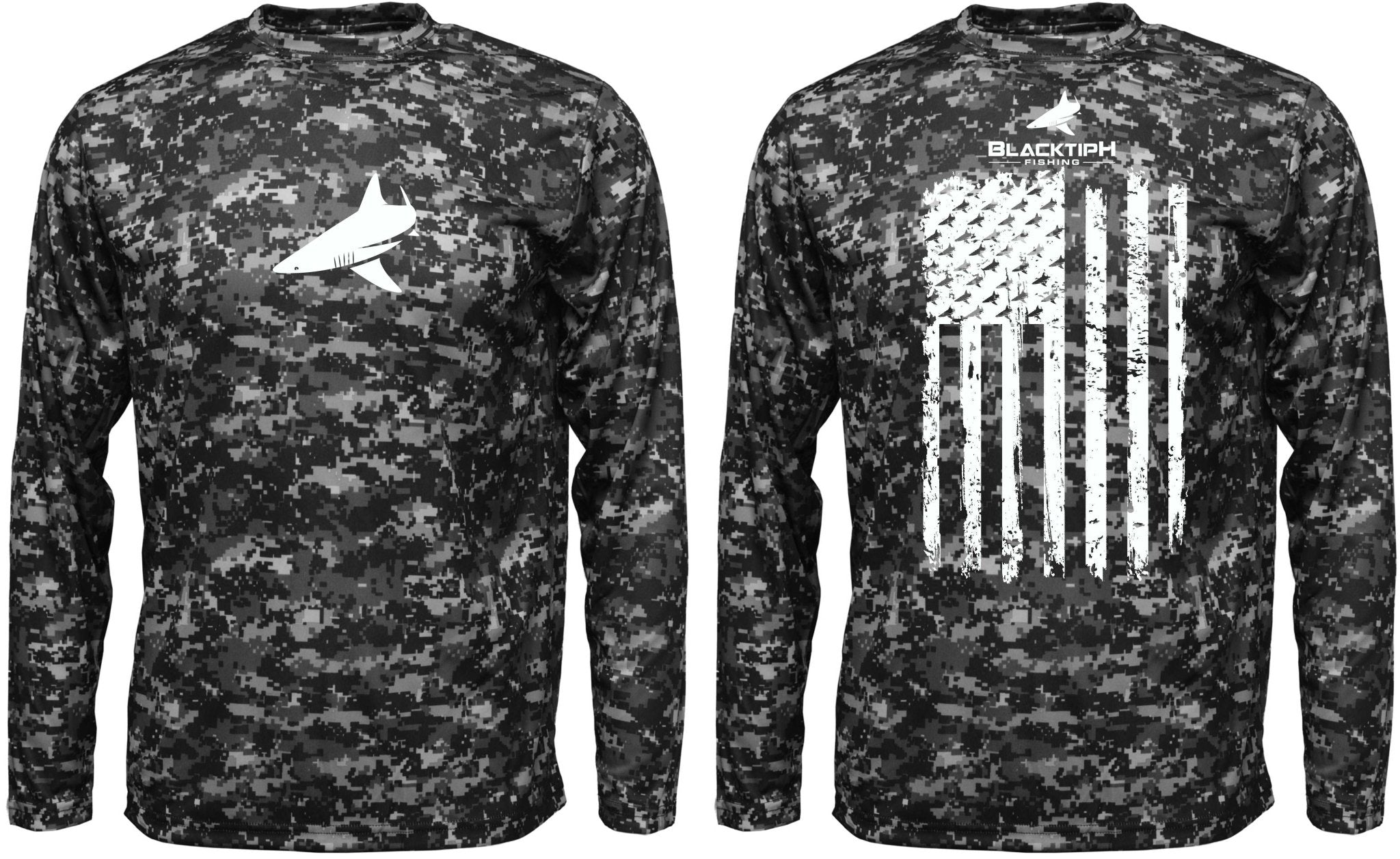 BlacktipH Performance Shirt Digital Camo Shirt - Vertical Flag with UPF 50+ Protection - Get Tight Gear