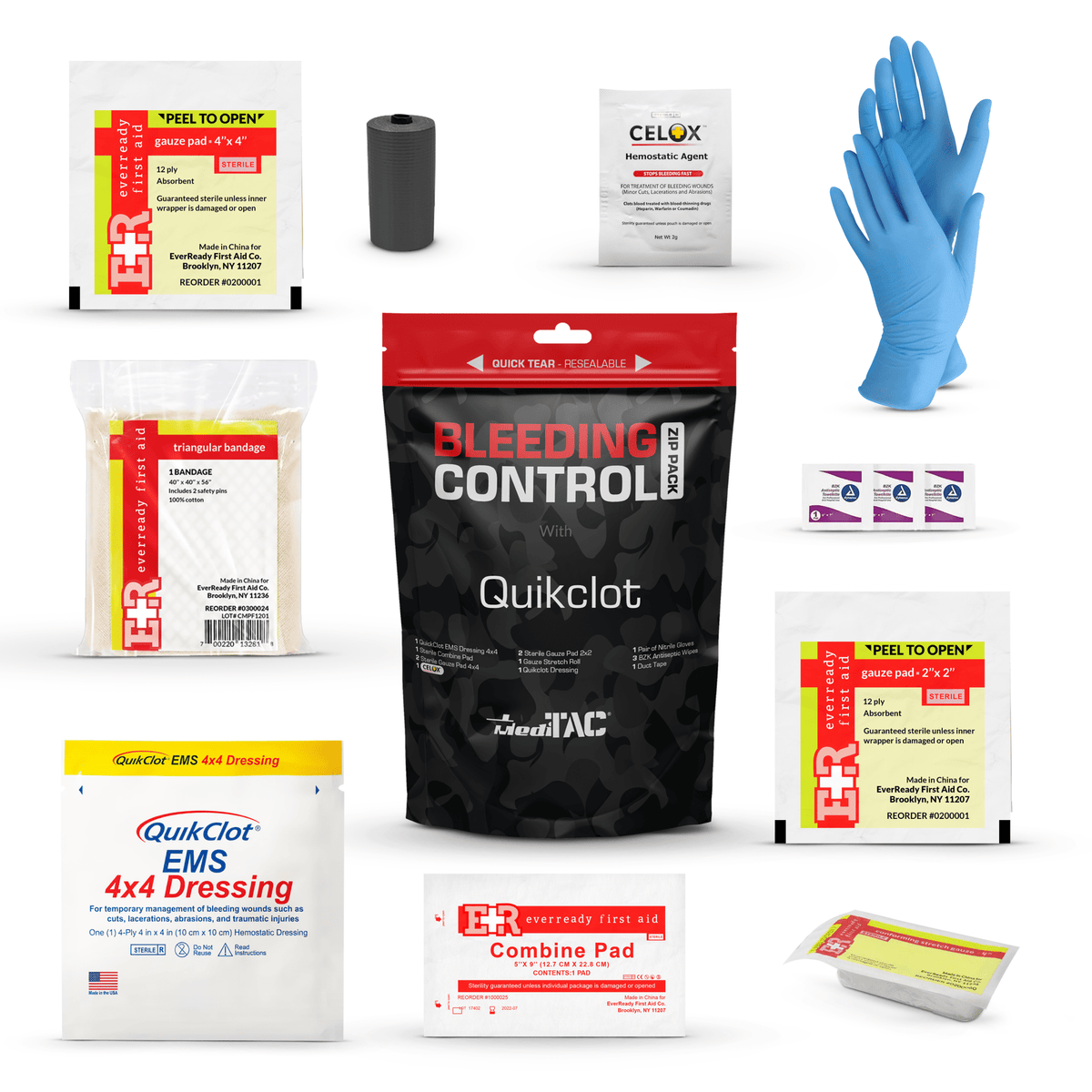 Bleeding Control Zip Pack with QuickClot & CELOX - Get Tight Gear