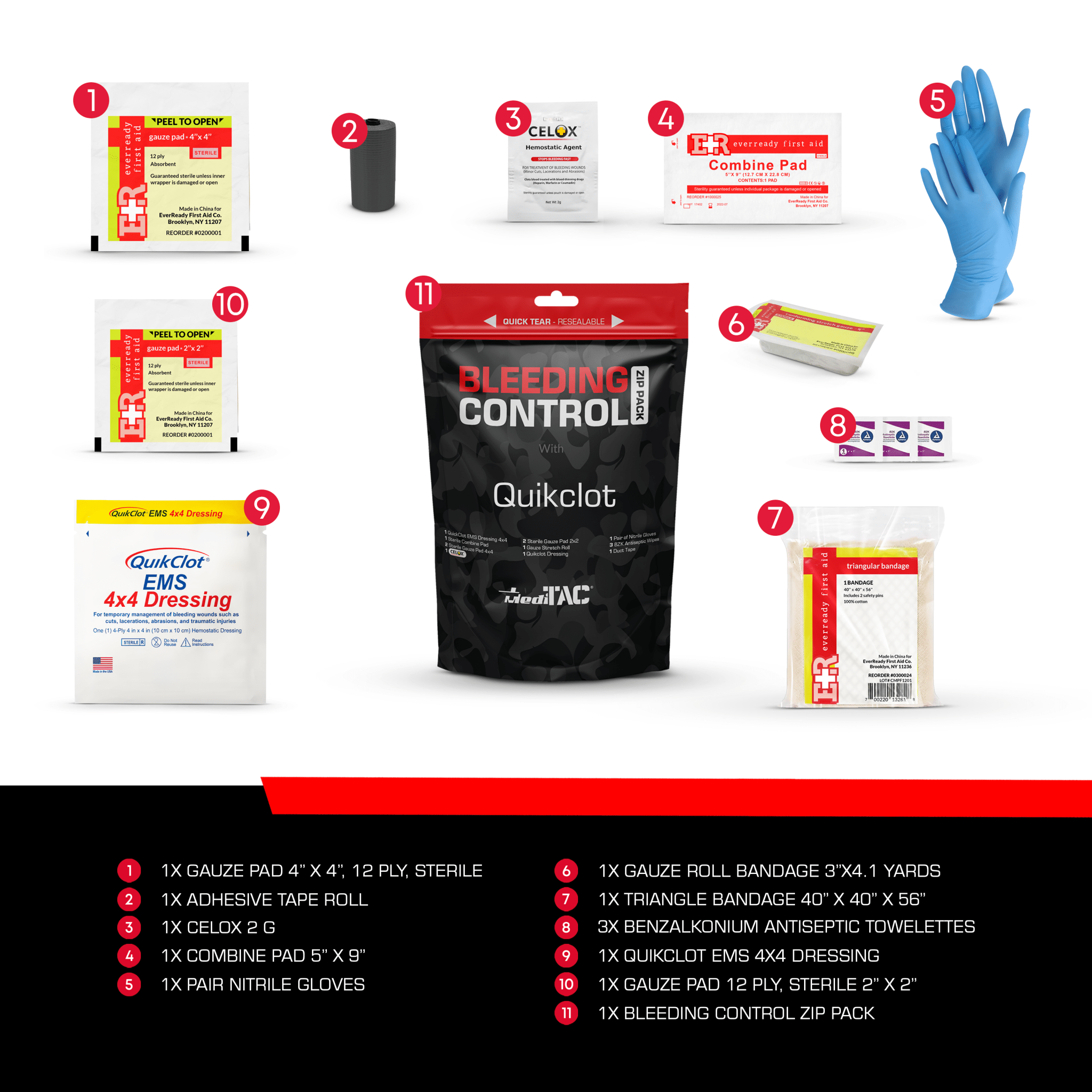 Bleeding Control Zip Pack with QuickClot & CELOX - Get Tight Gear