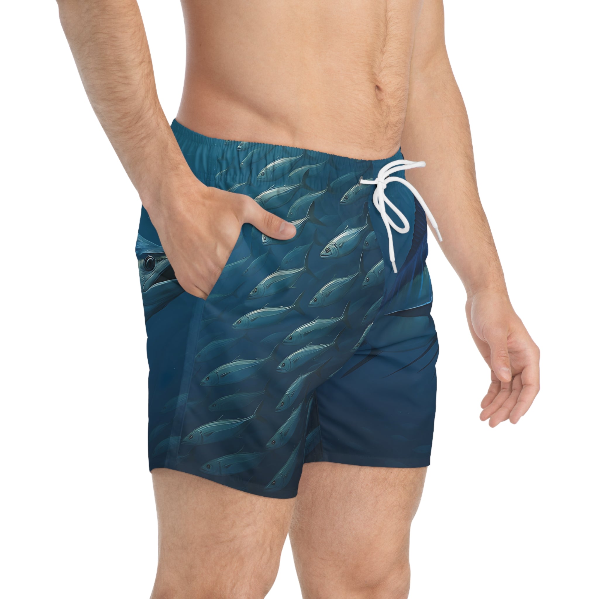 Blue Marlin Fish Swim Trunks - Perfect for Beach Days and Summer Adventures - Get Tight Gear