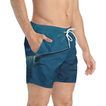 Blue Marlin Swimming Swim Trunks - Perfect for Beach Days and Summer Adventures - Get Tight Gear