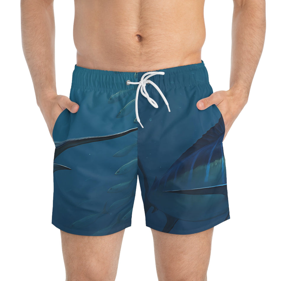 Blue Marlin Swimming Swim Trunks - Perfect for Beach Days and Summer Adventures - Get Tight Gear