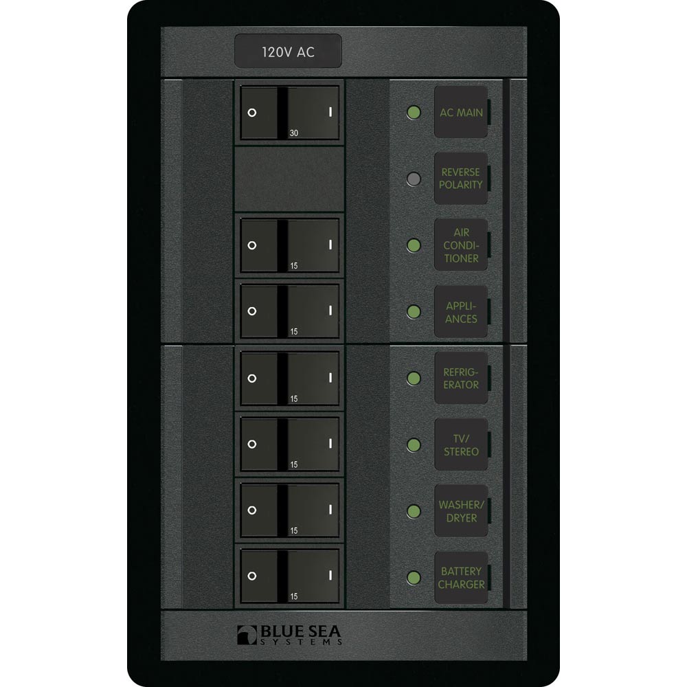 Blue Sea 1202 120V AC Main + 6 Positions - Vertical - Get Tight Gear