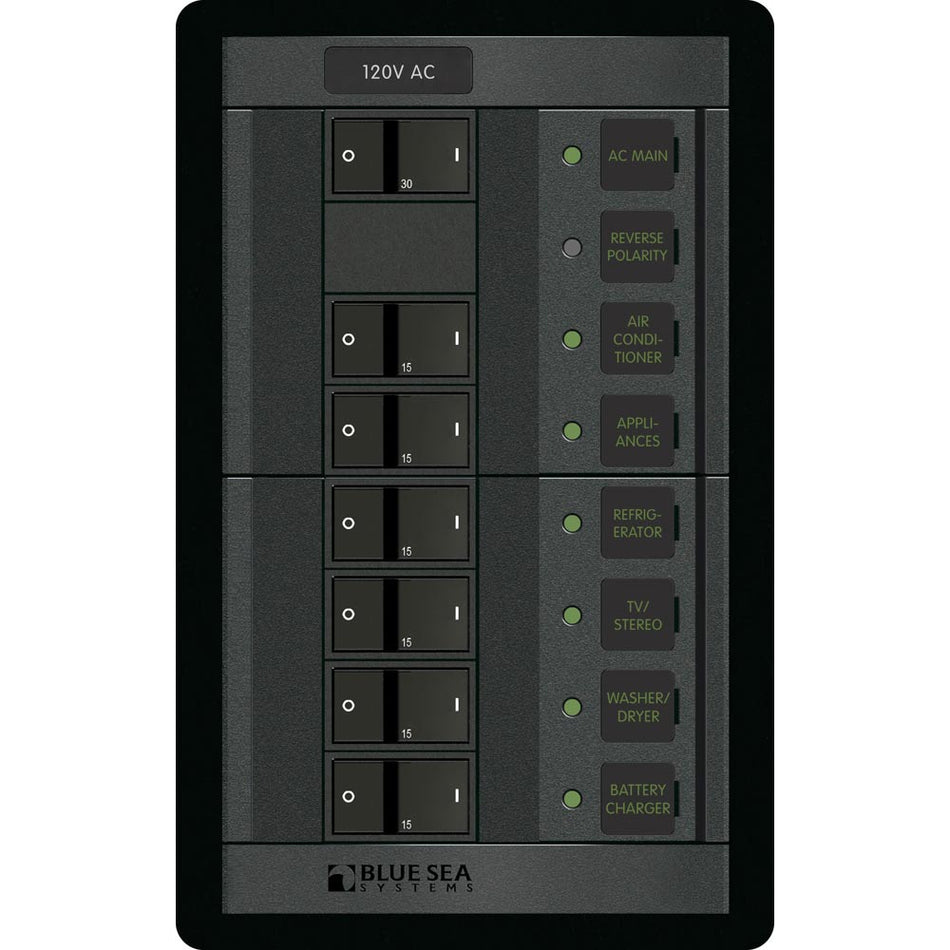 Blue Sea 1202 120V AC Main + 6 Positions - Vertical - Get Tight Gear
