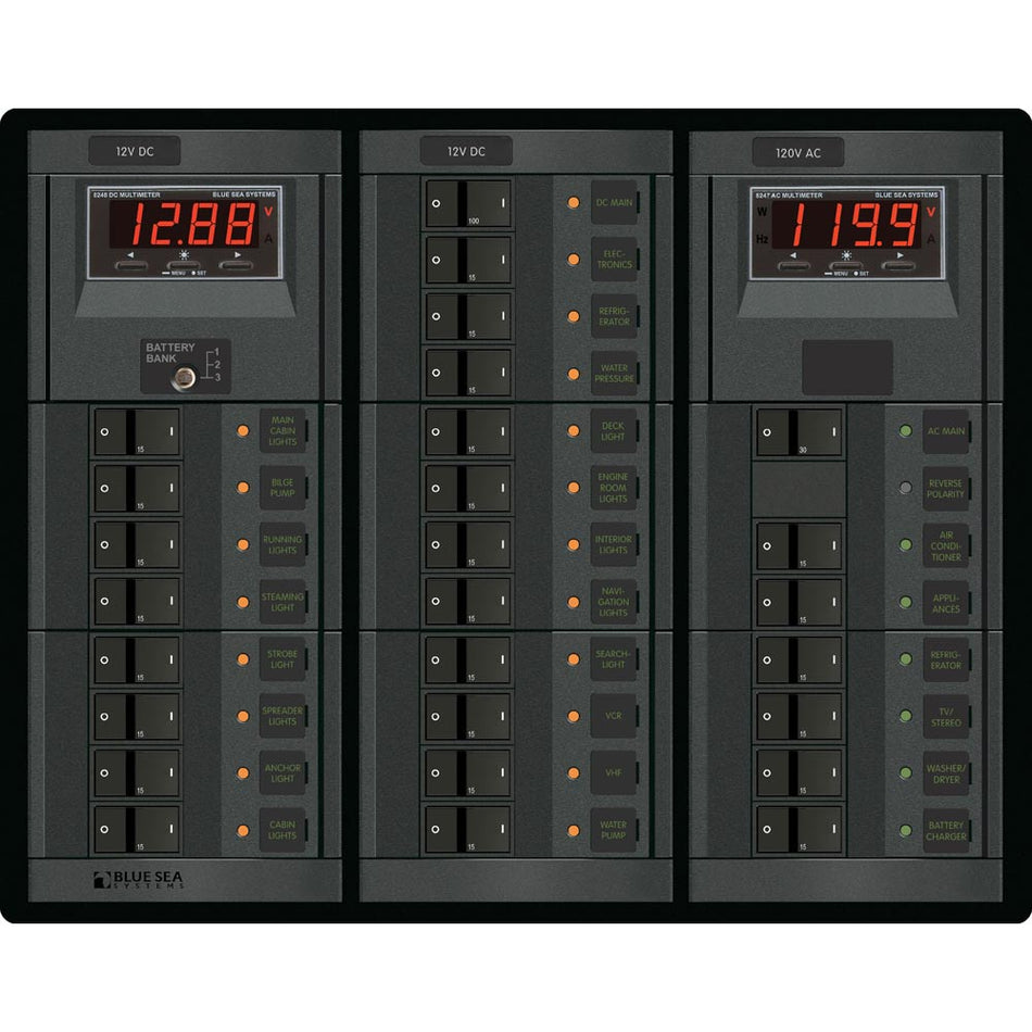 Blue Sea 1218 12V DC Main + 19 Positions / 120V AC Main + 6 Positions - Get Tight Gear