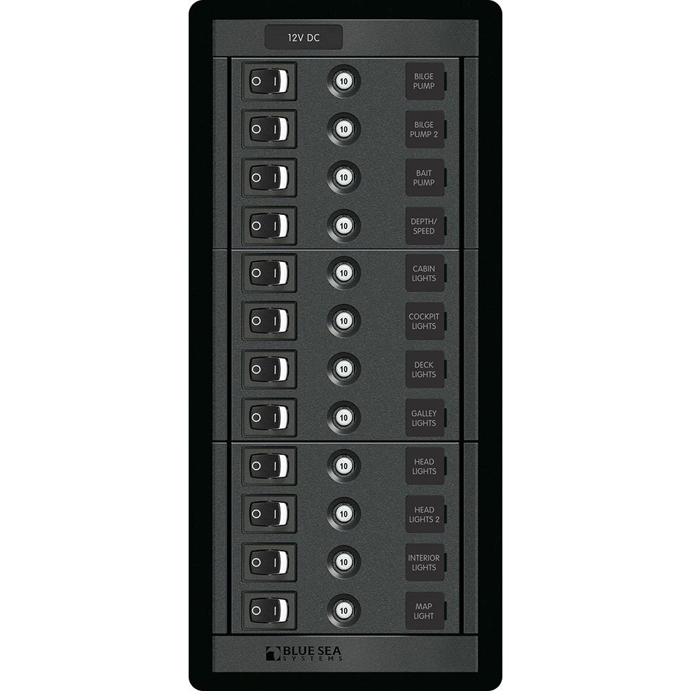 Blue Sea 1461 12 Position Circuit Breaker Panel - 12V - 120A - Get Tight Gear