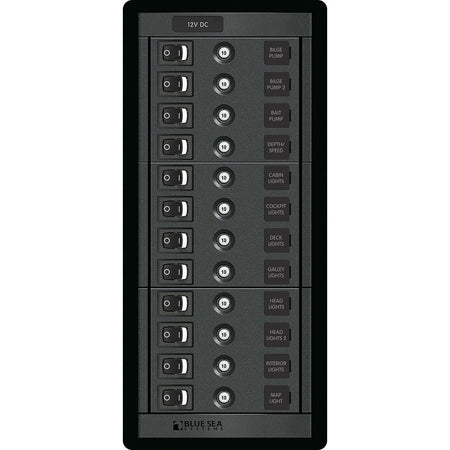 Blue Sea 1461 12 Position Circuit Breaker Panel - 12V - 120A - Get Tight Gear