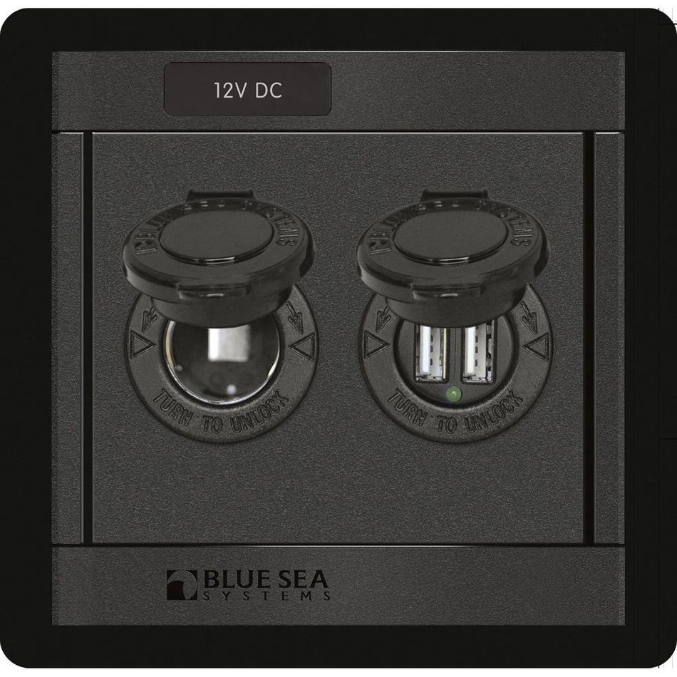 Blue Sea 1478 360 Panel - 12V DC Socket & Dual USB Charger - Get Tight Gear
