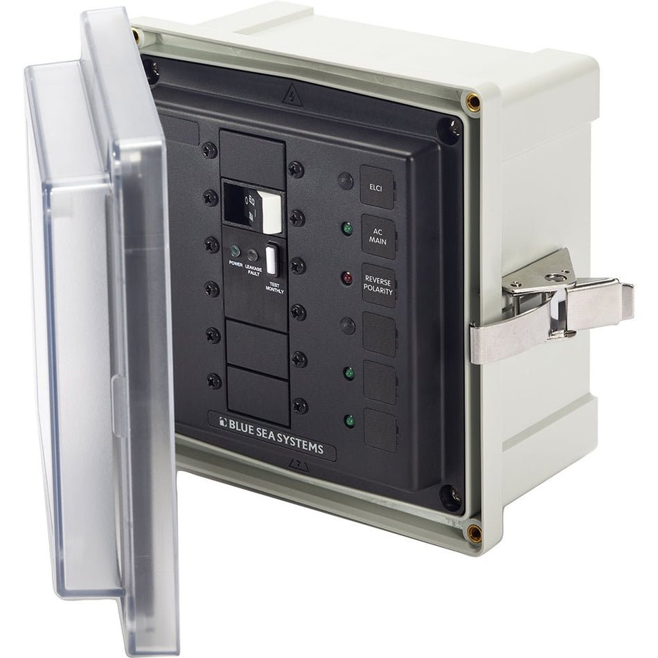 Blue Sea 3118 - SMS Panel Enclosure w/ELCI (50A) and 2 Blanks - 120V AC - Get Tight Gear
