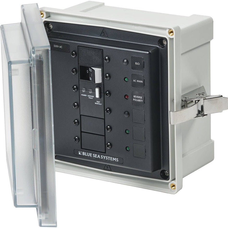 Blue Sea 3123 - SMS Panel Enclosure w/ELCI (32A) & 3 Blanks - 230V AC - Get Tight Gear