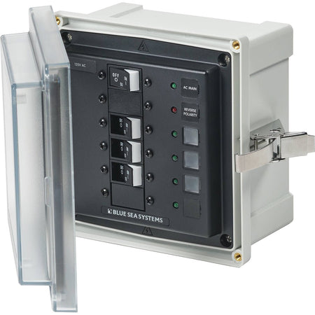 Blue Sea 3130 - SMS Panel Enclosure w/Main & 3 Branch (15A) - 120V AC - Get Tight Gear
