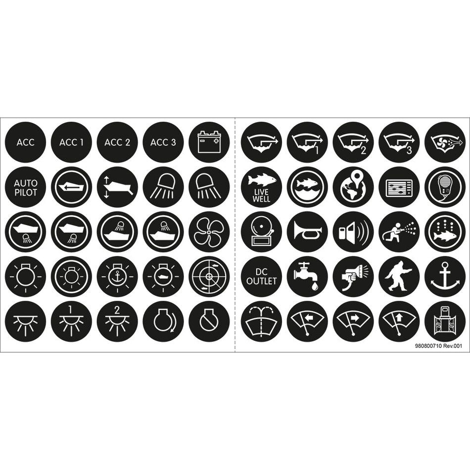 Blue Sea 4230 Push Button Switch Label Kit - Get Tight Gear