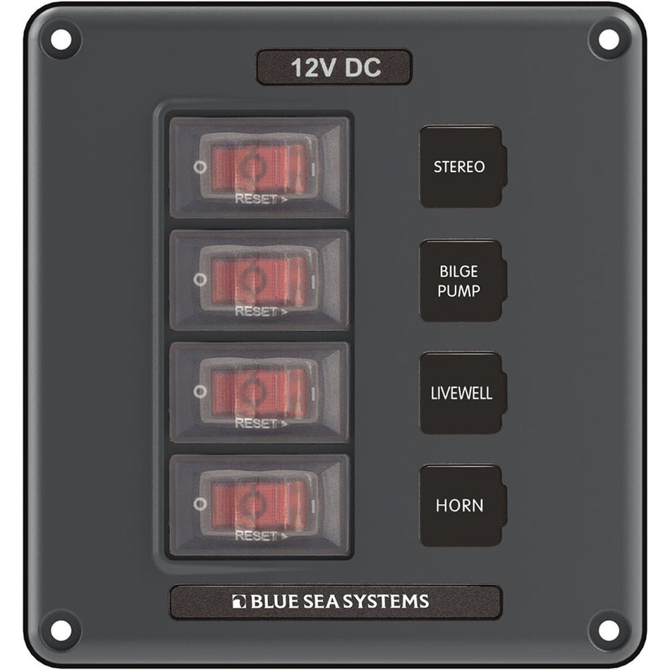 Blue Sea 4320 Circuit Breaker Switch Panel 4 Position - Gray - Get Tight Gear
