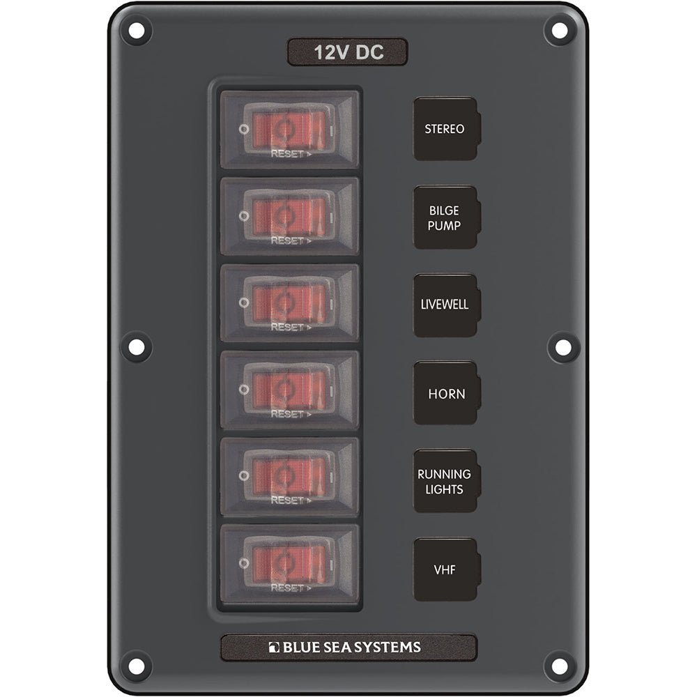 Blue Sea 4322 Circuit Breaker Switch Panel 6 Position - Gray - Get Tight Gear