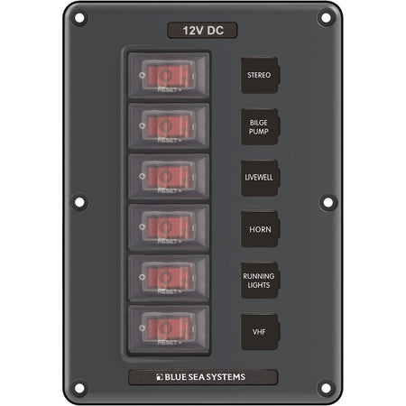Blue Sea 4322 Circuit Breaker Switch Panel 6 Position - Gray - Get Tight Gear