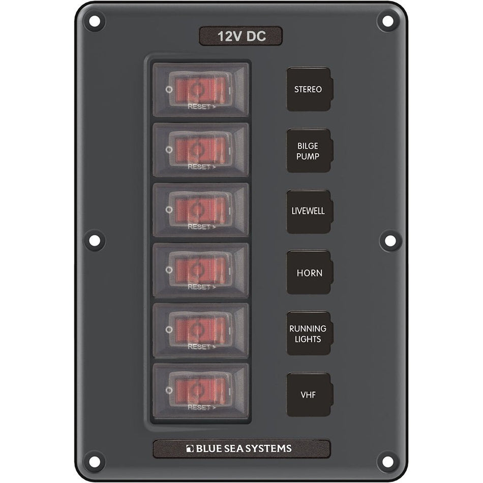 Blue Sea 4322 Circuit Breaker Switch Panel 6 Position - Gray - Get Tight Gear