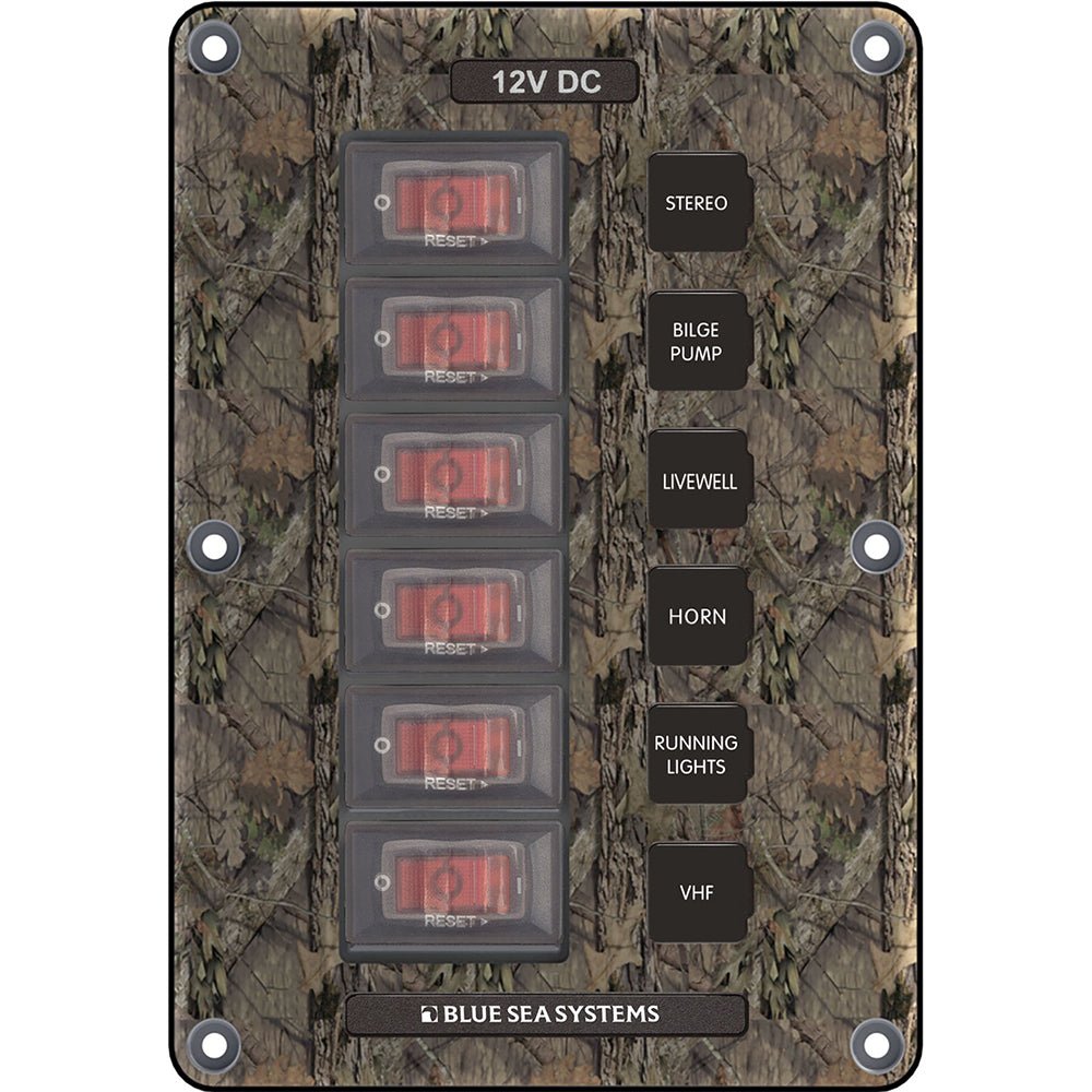 Blue Sea 4325 Circuit Breaker Switch Panel 6 Position - Camo - Get Tight Gear