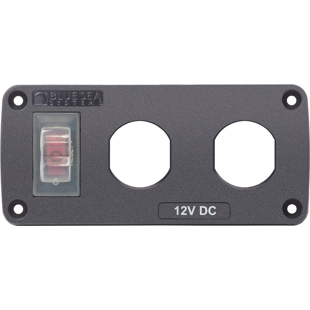 Blue Sea 4364 Water Resistant USB Accessory Panel - 15A Circuit Breaker, 2x Blank Apertures - Get Tight Gear