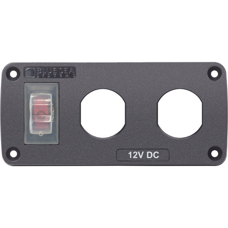 Blue Sea 4364 Water Resistant USB Accessory Panel - 15A Circuit Breaker, 2x Blank Apertures - Get Tight Gear