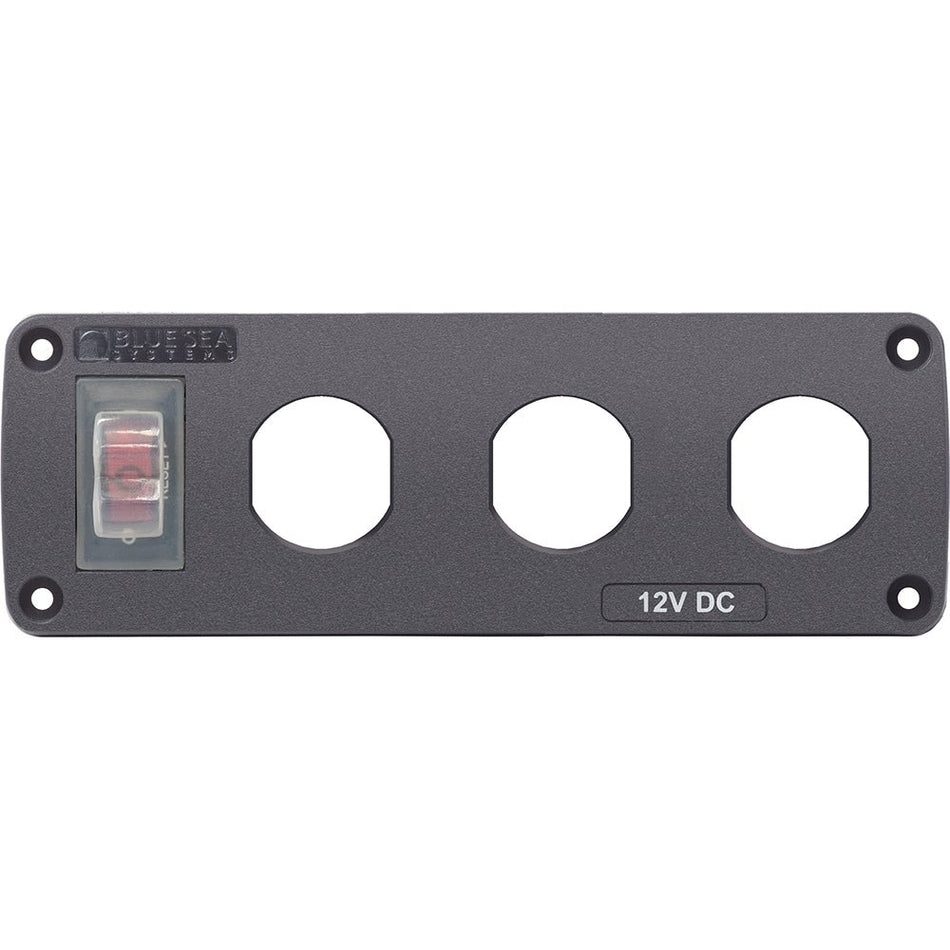 Blue Sea 4367 Water Resistant USB Accessory Panel - 15A Circuit Breaker, 3x Blank Apertures - Get Tight Gear
