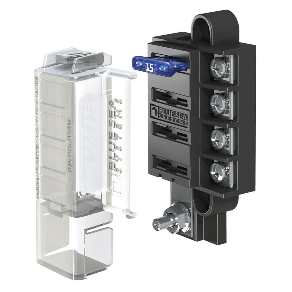 Blue Sea 5045 ST Blade Compact Fuse Blocks - 4 Circuits w/Cover - Get Tight Gear