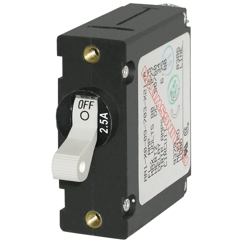Blue Sea 7197 A - Series White Toggle Circuit Breaker - Single Pole 2.5A - Get Tight Gear
