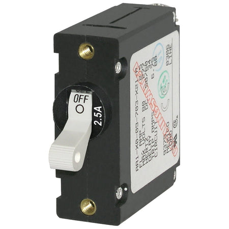Blue Sea 7197 A - Series White Toggle Circuit Breaker - Single Pole 2.5A - Get Tight Gear
